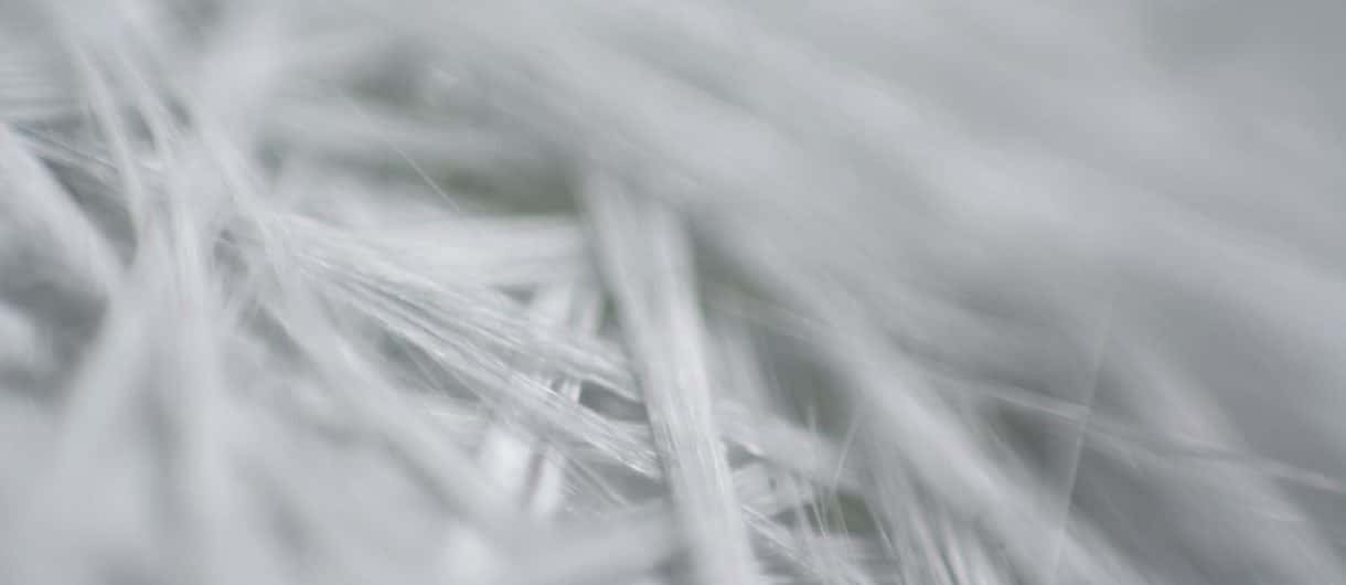 Close-up of fiberglass threads used in E-classified fire-resistant curtains
